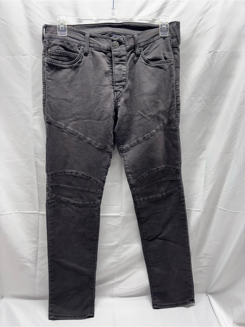 True Religion Biker Jeans Mens Size 32 Charcoal Black Rocco Moto Relaxed Skinny